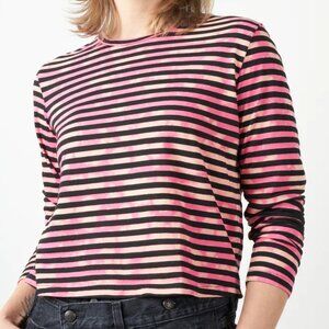 AMO Denim L/S Babe Tee Pink Stripe Tie Dye Size S, NWT